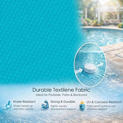 Kozyard Outdoor Chaise Lounge Chair, All Aluminum Frame, Fully Flat Adjustable Reclining Patio Lounger for Poolside, Sunbathing & Backyard, Textilene (Aqua, 2Chairs + Table)