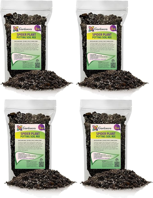 GARDENERA Premium Spider Plant Potting Soil Mix (4 Bags of 5 Quart)