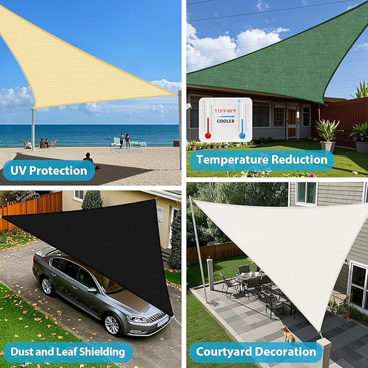 Amagenix Sun Shade Sail 8'X8'X10' Curved Edge Outdoor Shade Canopy Dark Green Breathable 95% UV Block Shade Cloth for Patio Garden Backyard (We Make Custom Size)