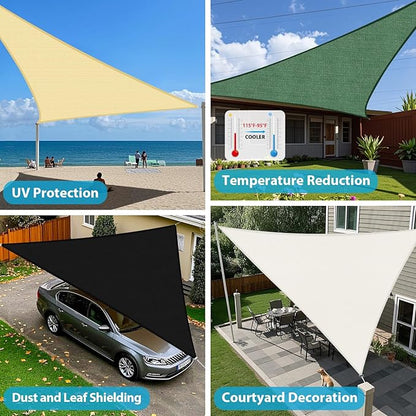 Amagenix Sun Shade Sail 6'X8'X10' Curved Edge Outdoor Shade Canopy Turquoise Mixed Breathable 95% UV Block Shade Cloth for Patio Garden Backyard (We Make Custom Size)