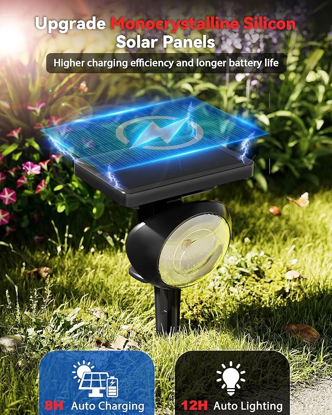 Monocular Solar Spot Lights Outdoor Waterproof, RGB+3CCT Solar Tree Spotlight, Bright Solar Uplights for Halloween Decorations Outdoor, Multicolor Garden Yard Landscape Path Lights [6Pack]