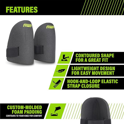 AWP Ultralight Knee Pad | Custom Molded Foam Work Knee Pads for Hardwood, Laminate, Tile, Landscaping, Gardening & More | One Size