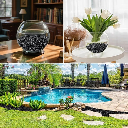 Skyflame 10-Pound Fire Glass Beads for Fire Pit Fireplace, 1/2-Inch Size Onyx Black Reflective Decorative Blended Fireglass Drops for Landscaping
