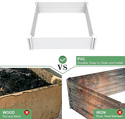 4' x 2' Vinyl Raised Garden Bed Screwless Planter Box for Gardening, Whelping Pen and More