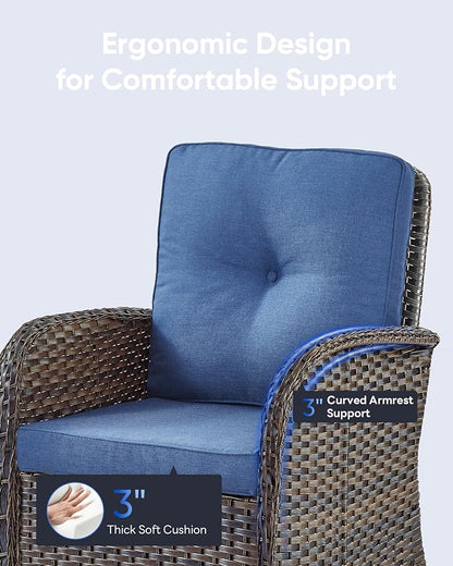 3 Pieces Patio Bistro Set Outdoor Swivel Rocker Patio Chairs with Side Table Patio Furniture for Deck Porch Garden Balcony Poolside