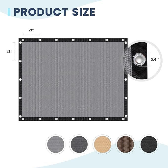 90% Sun Shade Cloth with Grommets, Customizing Outdoor Pergola Shade Cover Canopy, Heavy-Duty Mesh Tarp Patio Sun Screen for Lawn Garden Backyard, 13X23 FT, Light Grey