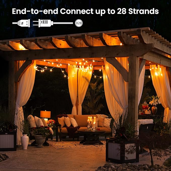 Brightown Outdoor String Lights - 50 Ft Waterproof Connectable Commercial LED Patio Lights with 25 G40 Globe Bulbs, All Weatherproof Hanging Globe Light for Outside Backyard Porch Party Decoration