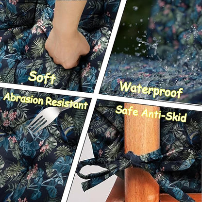 Porch Swing Cushion Three Seat, Waterproof Swing Cushions Replacement with Backrest, Outdoor Garden Furniture Patio 4" Thickened Cushions with Ties (Hummingbird, 40 x 63in)