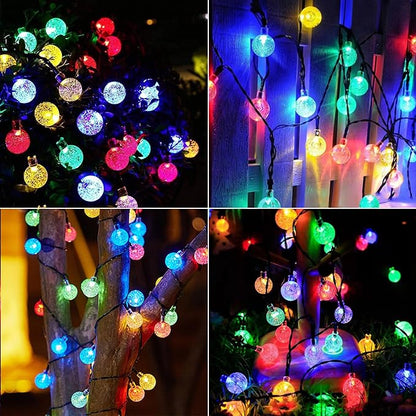 Jedavai Solar String Lights Outdoor 2 Pack 200 Led 80FT Multi-Color Crystal Globe Lights with 8 Lighting Modes, Waterproof Solar Powered Patio Lights for Garden Yard Porch Wedding Party Decoration