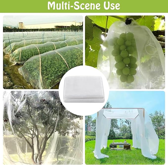 Mckanti 10x30FT Garden Mesh Netting, Fine Plant Covers with 30Pcs Cable Ties & 10Pcs Nails, Bed Netting Cover for Plants, Vegetables, Greenhouse, Patio Barrier Net