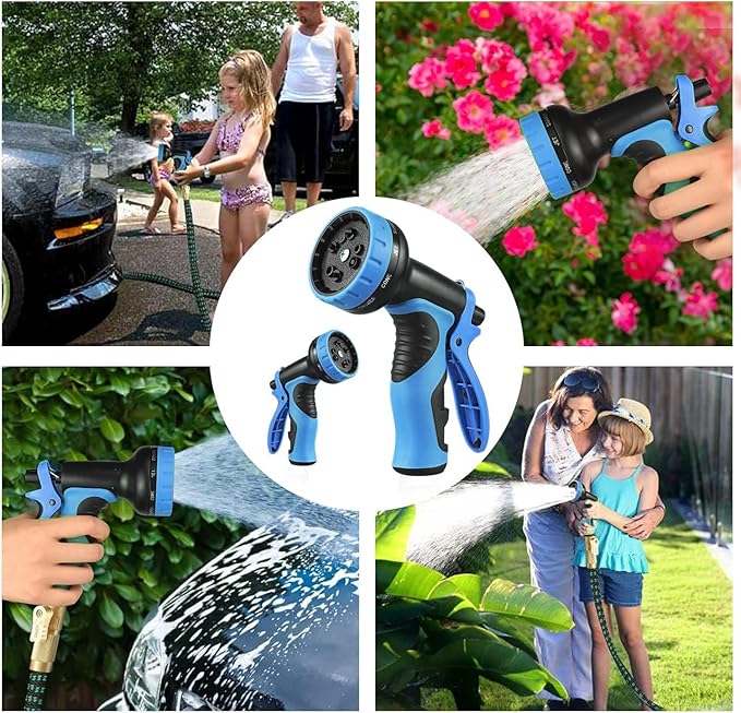 75 ft Expandable Garden Hose - Kink Free Flexible Water Hose 75ft with 10 Pattern Spray Nozzle, 3/4 Solid Brass Connectors, Retractable Latex Core - Lightweight Expanding Hose