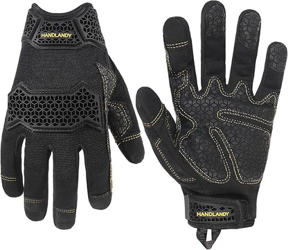 HANDLANDY Work Gloves for Men & Women, Utility Mechanic Working Gloves Touch Screen, Flexible Gardening Gloves for Yard