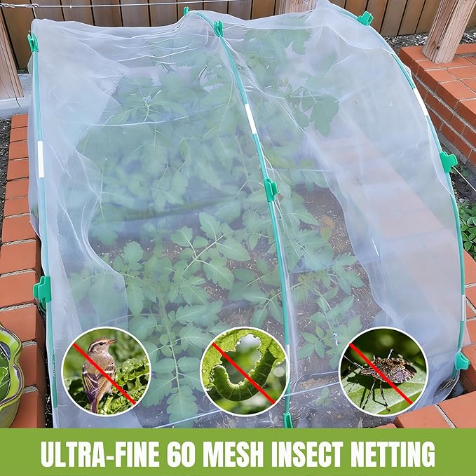 Garden Netting Kit with 36Pcs Garden Hoops, 10x20FT Ultra-Fine Mesh | Insect Barrier for Vegetables, Fruits & Flowers | Raised Bed & Row Cover Protection