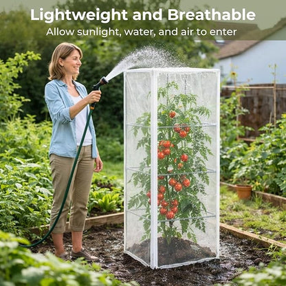 18" x 60" Garden Bird Netting, 3 Pack Tomato Cage Netting with Zipper, Fine Mesh Plant Protector for Tomato Trellis & Garden Protection