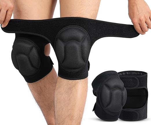 Knee Pads for Gardening, Cleaning, Construction Work, Flooring, Men/Women Knee Pads with Thick EVA Foam, Anti Slip Collision Avoidance Gardening Kneeling Pad （1 Pair, Black）