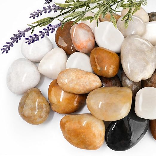 4lb Mix River Rocks for Plants, 1-3 Inch Pebbles for Indoor Plants, Polished Garden Rocks Outdoor Landscaping, Decorative Stones for Vases, Succulents, Aquarium, Walkways