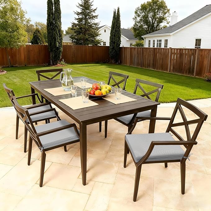 LVTXIII Outdoor Seat Cushions Seasonal Replacement Chair Cushions, Patio Chair Pads with Ties for Dining Chairs and Garden Furniture, Square Back, 19"x19"x2", 4 Pack, Strip Grey