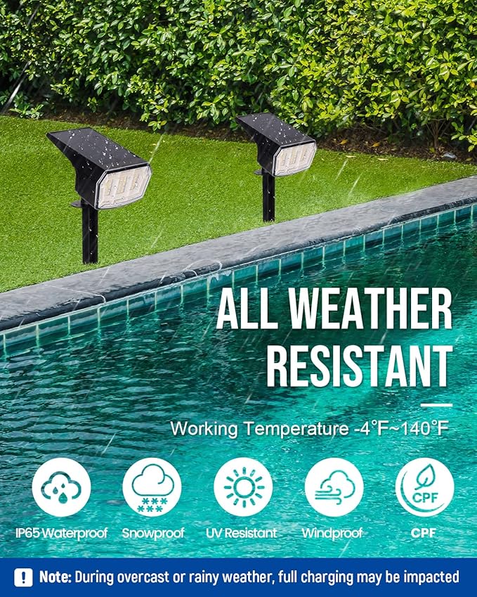 AUDERWIN Solar spotlights Outdoor 63 LED 3 Lighting Modes, IP65 Waterproof Lighten Yard Garden House Garage Pathway for Christmas Decorations-6 Pack