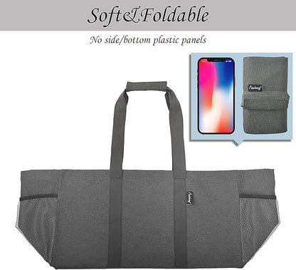 Finnhomy 42L Extra Large Utility Tote Bag, Oxford Fabric Reusable Folding Grocery Bags with Handles and Pockets, 2 Pack