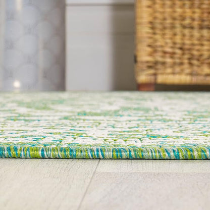 JONATHAN Y Medallion Weave Indoor Outdoor Area Rug 8X10 Cream/Green, Sinjuri Textured for Backyard, Patio, Porch, Easy-Cleaning, High Traffic, Pet-Friendly, Non-Shedding (SMB101H-8)