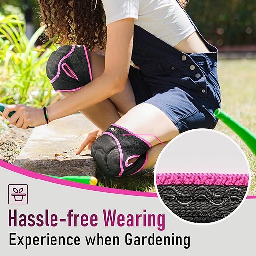 COOLJOB Women Men Knee Pads for Gardening House Working, Floor Cleaning and Construction, Durable Breathable Kneeling Cushion with Thick EVA Foam Padding and Adjustable Non-Slip Straps 1 Pair Pink