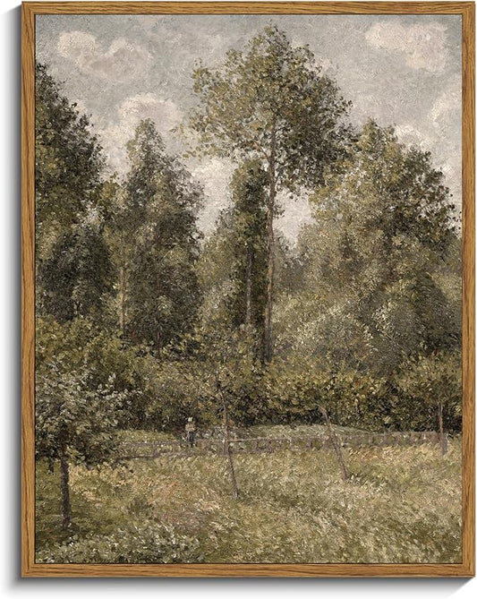 InSimSea Framed Canvas Prints Art Vintage Decor, Farmhouse Wall Art, Poplars Oil Pantings Wall Pictures, Nature Rustic Scenery Landscape for Living Room Bedroom Bathroom, 11"x14"