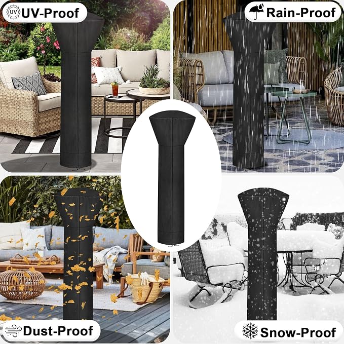 OutdoorLines Waterproof Outdoor Patio Heater Covers with Zipper and Storage Bag, Dust-proof UV-Resistant Windproof Propane Heavy Duty Heater Cover for Standing Heater, 2 Packs-89Hx33Dx19B inch Black