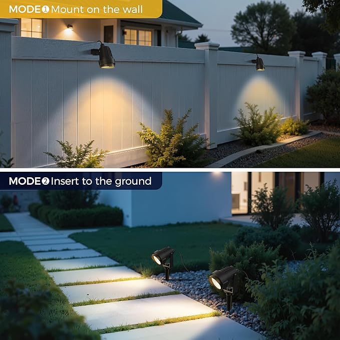 L LOHAS LED 5W Dusk to Dawn Outdoor Lighting, Auto On/Off 3000K Landscape Outdoor Spotlight, IP66 Waterproof Plug in Spot Lights for Yard, Garden, House, Pathway, Plant, UL Listed (8 Pack)