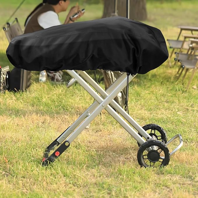 Grill Cover for Weber Traveler Portable Gas Grill 9010001,Weber Traveler Grill CoverHeavy Duty Waterproof 600D Oxford Fabric Weather Resistant Grill Cover Portable with Coleman Roadtrip Accessories
