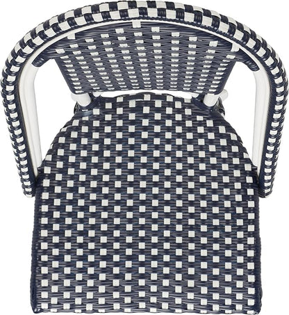 SAFAVIEH Outdoor Collection California Navy/White/White Bistro Side Chair Set of 2 (Fully Assembled)