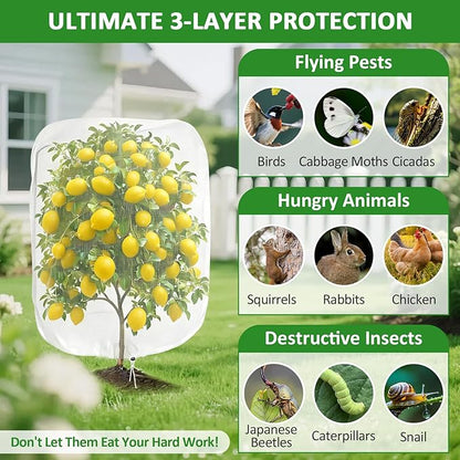 2 Pack Large Plant Covers 4.9x6.6 ft, Reusable Garden Netting for Vegetables, Mesh Barrier Protect Tomatoes & Fruit Trees from Birds, Bugs, Deer