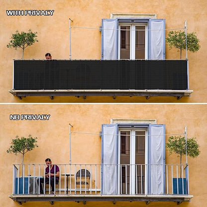 SUNLAX Custom Size 2.5'x10' Black Fence Covering Privacy Screen Windscreen with Bindings & Grommets,Heavy Duty for Commercial and Residential, 90% Blockage, Cable Zip Ties Included