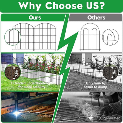 Decorative Garden Fence 24in (H) x16ft (L), Arched Rustproof Metal No Dig Fence for Dogs & Rabbit, Ornamental Animal Barrier for Flower Beds, Border Panels Fencing for Yard & Patio Outdoor Decor