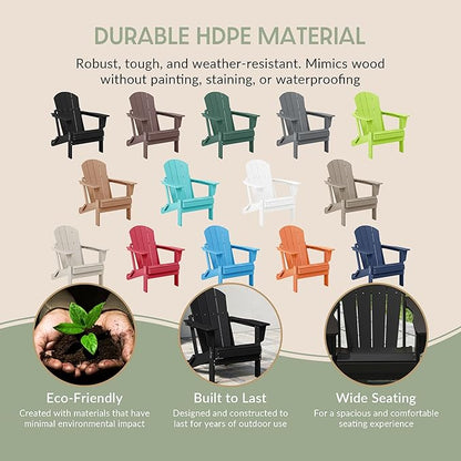WestinTrends Malibu Malibu Outdoor Folding Poly Adirondack Chair (Set of 8), Black