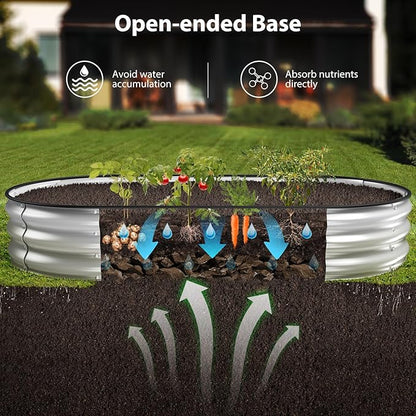 Winpull Raised Garden Bed Kit, 6x3x1 ft Galvanized Planter Box Outdoor with Safety Edging, Large Metal Raised Beds for Gardening Vegetables Flower Herb (Silver)
