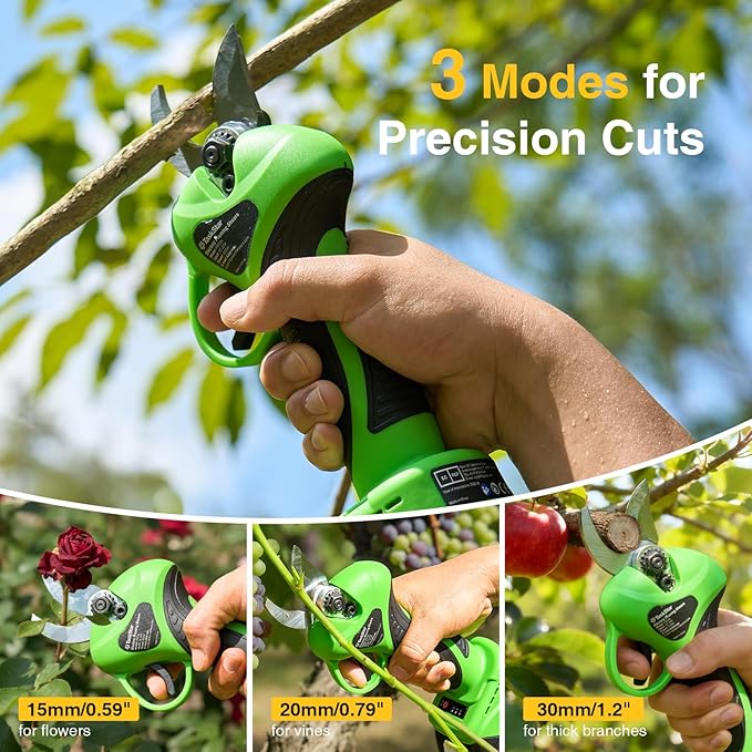 TaskStar 2-in-1 Electric Pruning Shears: 20V Cordless Pole Pruner 1.2" Cutting Diameter - 2 Pcs 4000mAh Battery, 9Ft Telescopic Pole, Extra SK5 Blade, 3 Modes Brushless Power Tree Pruner for Gardening