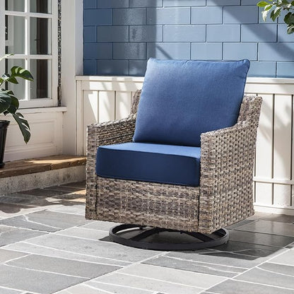 Outdoor Chair Cushions, 6 Inch Thick Patio Seat & Back Cushions Set with Removable Cover, Waterproof Patio Cushions for Outdoor Furniture, 24 x 24 Inch, Navy Blue 2-Set