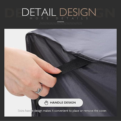 Rectangular Patio Table Cover - 600D Tough Canvas Heavy-Duty Waterproof Outdoor Dining Table and Chairs General Purpose Furniture Cover (DarkGrey, 86.6''x57.5''x27.6''-No zipper)