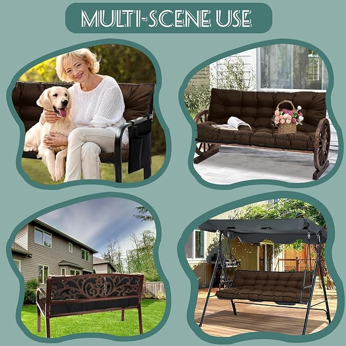 Replacement Cushions for Swing, Swing Cushions 3 Seater Replacement, Waterproof Thicken Washable Pad Cushion for Outdoor Indoor Furniture Swing Patio (Curry, 40x55 inch)