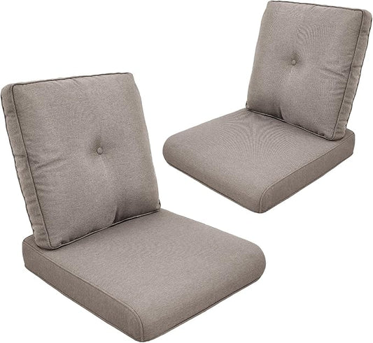 Patio Cushions for Outdoor Furniture - 22" x 25" x 4" UV Resistant Thick Foam Cushions Water Resistant Replacement Cushion for Outdoor Patio Furniture Chair/Sofa/Couch | Grey | 2-Pack |