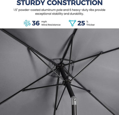 SUNVIVI OUTDOOR Patio Umbrella, Rectangular Patio Umbrella, Metal Pole Square Outdoor Umbrella with Crank and Push Button Tilt, Large Outdoor Umbrella with Polyester Canopy