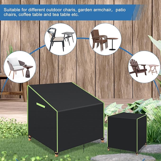 GARPROVM Patio Furniture Covers Waterproof 3 Pieces, Adirondack Chair Covers 35"W x 38"D x 29"H, 420D Oxford Fabric Patio Chair Covers Outdoor Seating Set Covers for Lawn Deep Seat Chair Coffee Table