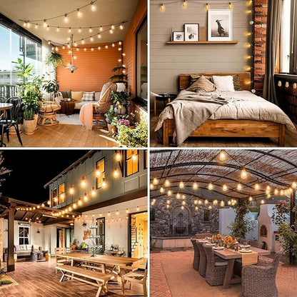 litogo 42FT Outdoor String Lights, LED Patio Lights Waterproof with 15+1 ST38 Edison Bulbs Shatterproof,2700K Warm White Hanging Outside Lights for Backyard Deck Party Garden Bistro Tent