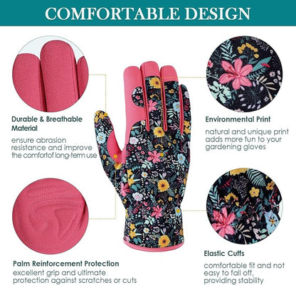 Trifabricy Gardening Gloves for Women, Breathable Leather Garden Gloves with Grip, Thorn-Proof Puncture-Resistant Work Gloves