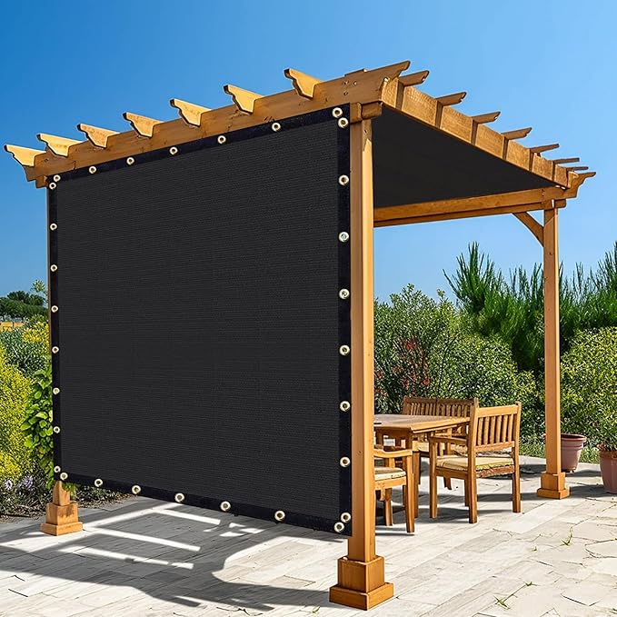Amagenix 90% Shade Fabric 11'X 12' Black Sun Shade Cloth with Grommets for Pergola Replacement Shade Cover Canopy, Heavy Duty, Cable Zip Ties Included (We Customized)
