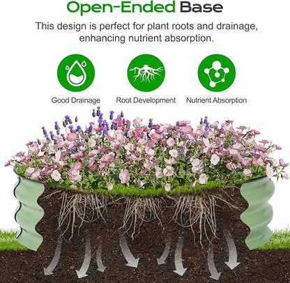 Aoodor 2 Pack 9" Tall 30" Metal Raised Garden Bed, Outdoor Planter Box and Raised Garden Kit for Vegetables, Flowers, Arugula and Herbs, Olive Green