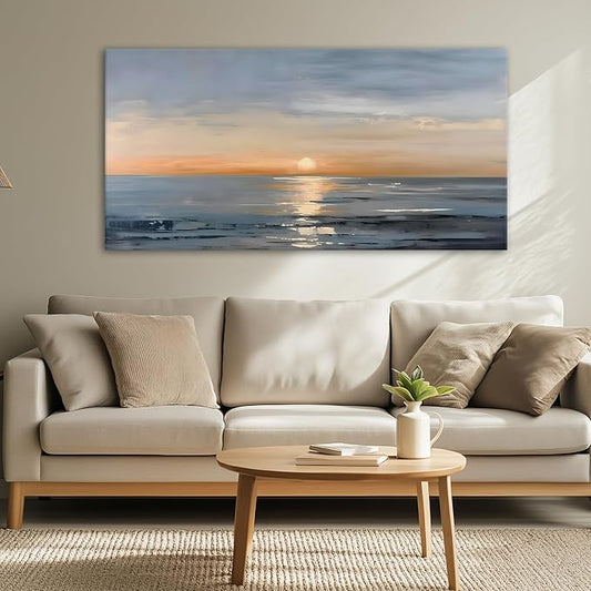 JLXART Wall Art Scenery Landscape Canvas Painting Sunrise Framed Artwork for Bedroom Office Home Decoration Art 30"x58"