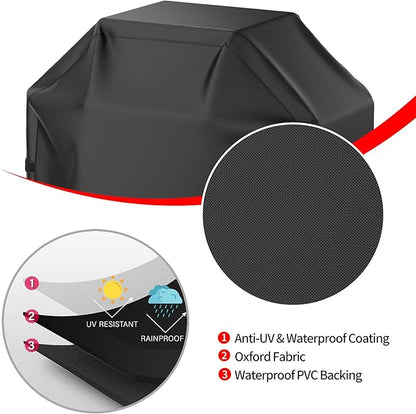 BBQ Grill Cover, Waterproof, Weather Resistant, Rip-Proof, Anti-UV, Fade Resistant, with Hook-and-Loop Straps, Gas Grill Cover for Most Grills, 65'', Black