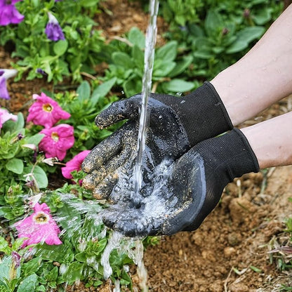 Pleneal Gardening Gloves for Women Men - 6/3 Pairs Garden Gloves with Grip, Latex Coated Working Glove, Medium Size