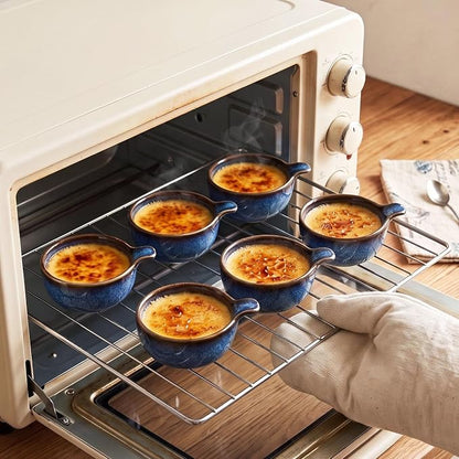 Ceramics Au Gratin baking Dishes Set of 6, Baking Tray Bake ware, 5.2 oz Ramekins, for Pie Pan, Appetizer, Tart, Dessert, Quiche, Oven Small dish, individual dishes